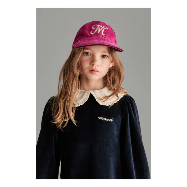Robe Col Claudine Margot Velours | Bleu nuit