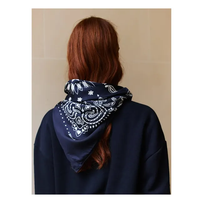 Bandana Small Etoile Soie | Bleu marine