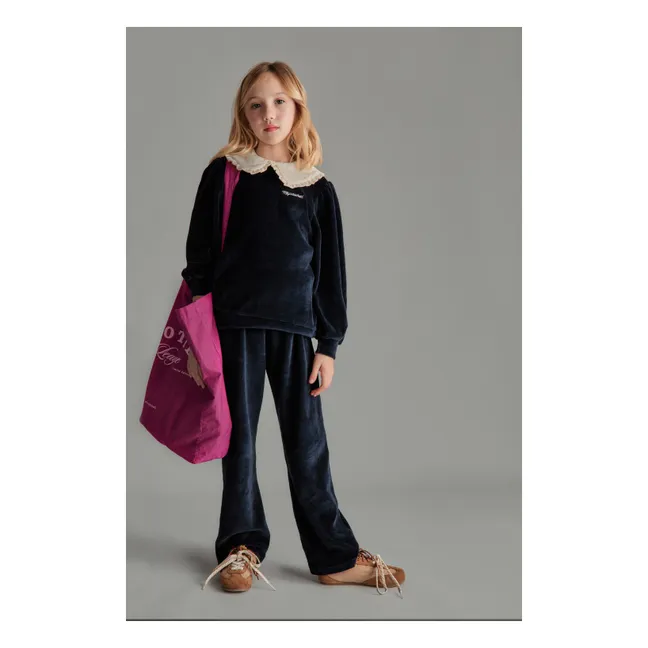 Margot Velvet Peter Pan Collar Sweater | Midnight blue