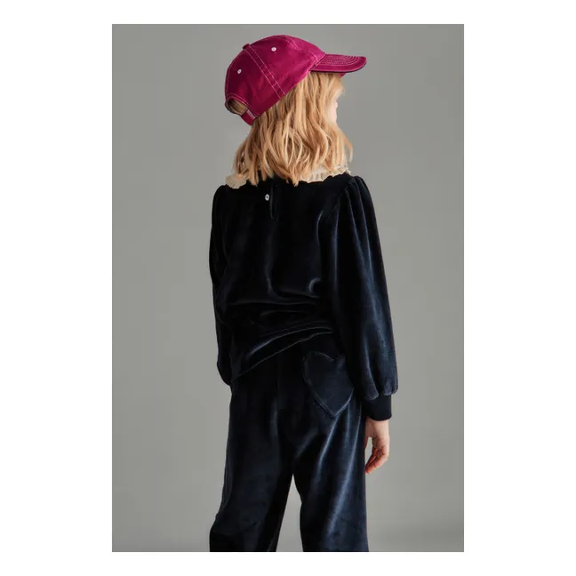 Pull Col Claudine Margot Velours | Bleu nuit