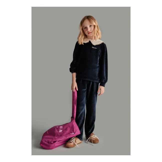 Pull Col Claudine Margot Velours | Bleu nuit