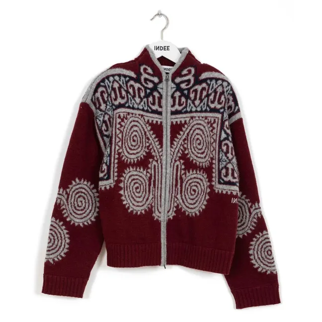 Wakeboard Embroidered Cardigan | Burgundy