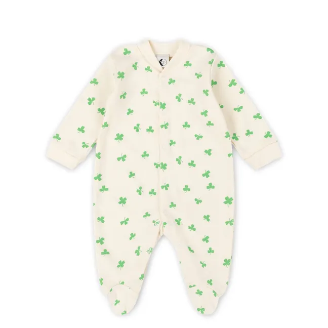 Pyjama avec Pieds Trèfles Coton Bio | Ecru