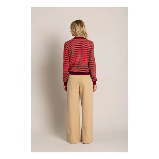 Polo Selina Rayé | Bordeaux