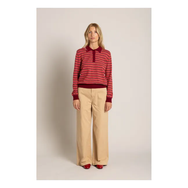 Polo Selina Rayé | Bordeaux