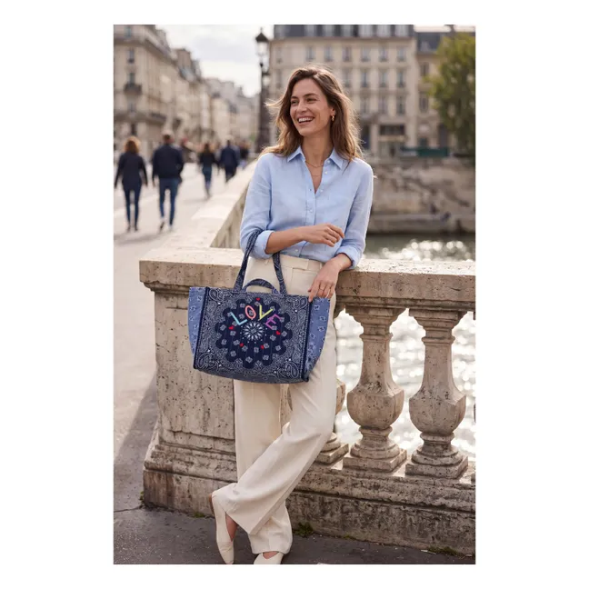 Maxi Cabas Love Coton | Chambray Bleu