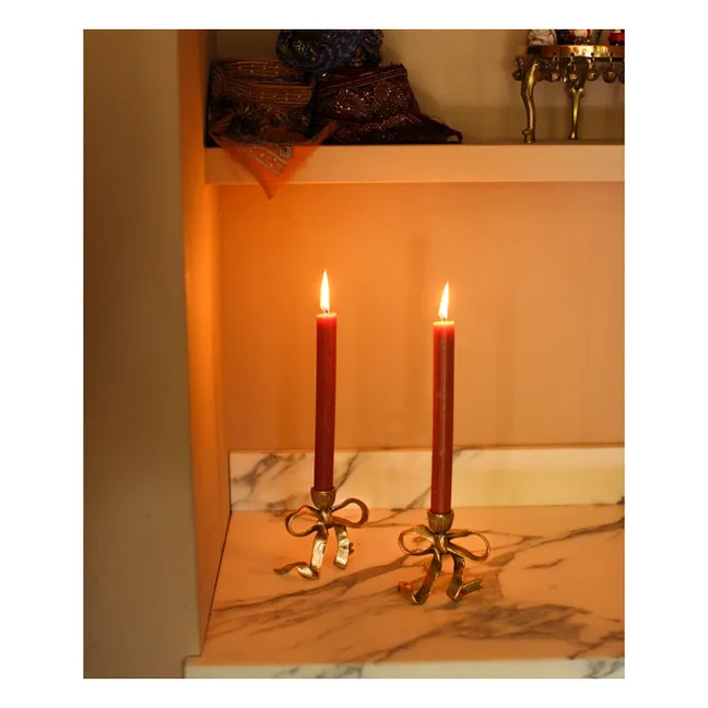 Riley Ribbon brass candleholder | Gold