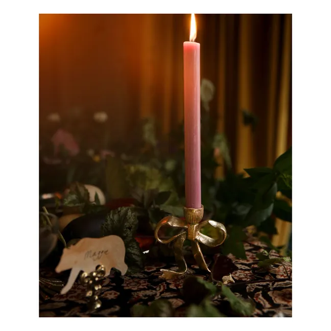 Riley Ribbon brass candleholder | Gold