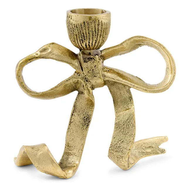 Riley Ribbon brass candleholder | Gold