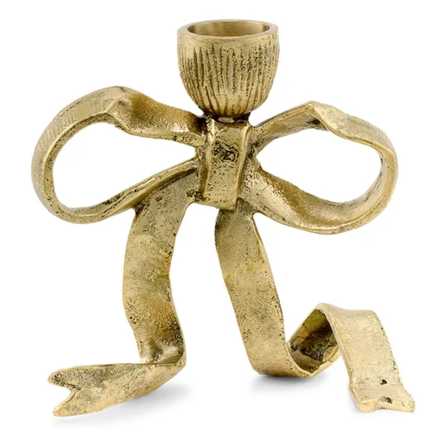 Riley Ribbon brass candleholder | Gold