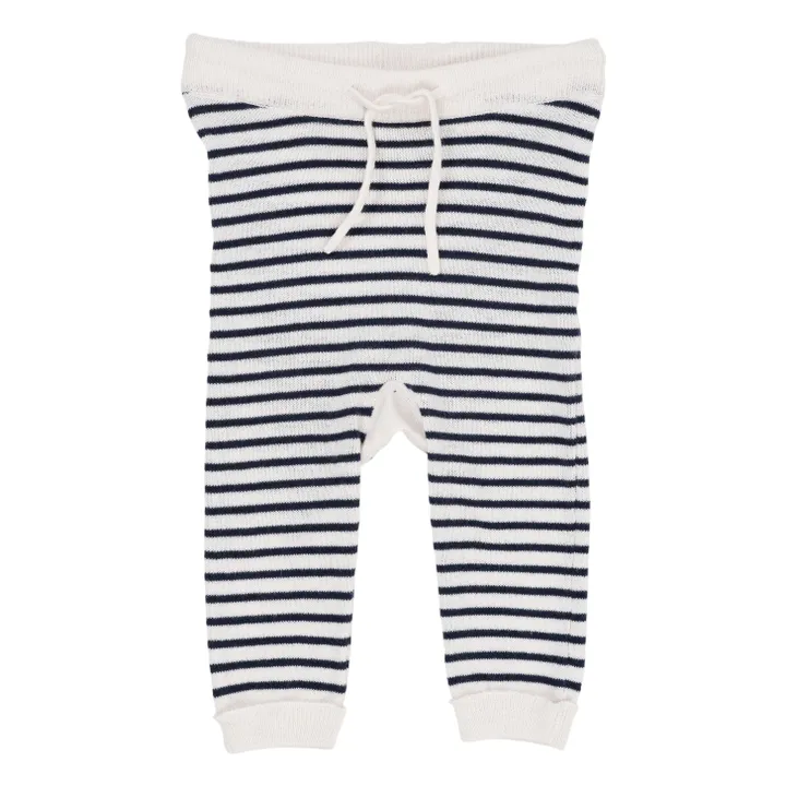 Gestreifte Leggings aus Mesh | Navy- Produktbild Nr. 0