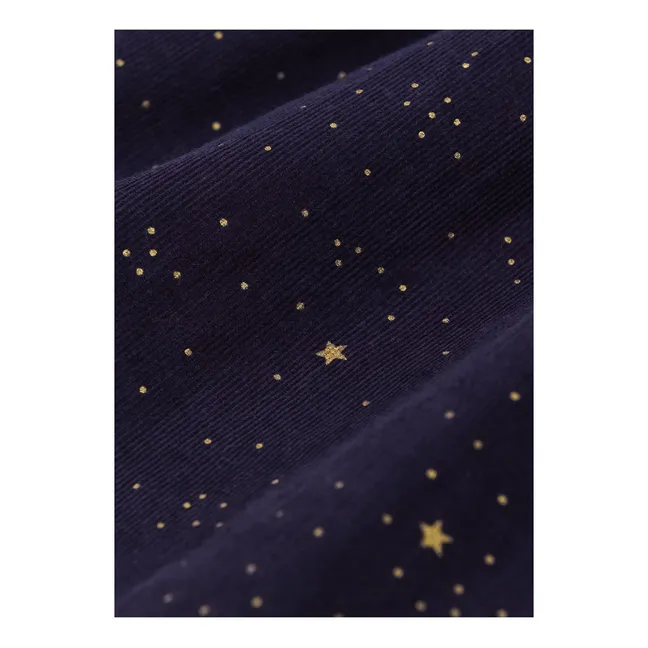 Chouchou Etoiles Velours Côtelé Fin | Bleu foncé