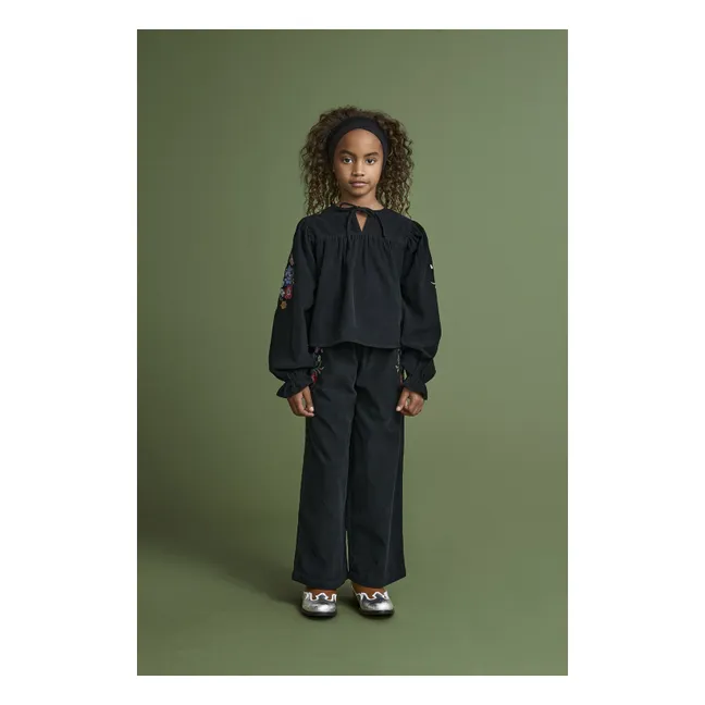 Floral Corduroy Blouse | Black