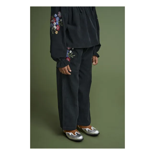 Floral Corduroy Blouse | Black