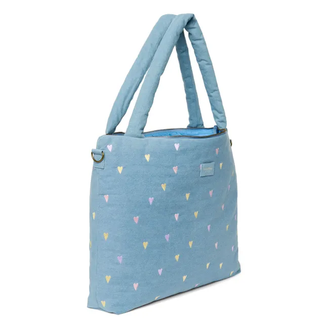 Hearts Denim Diaper Bag