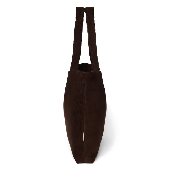 Sac mom-bag en velours côtelé | Marron foncé