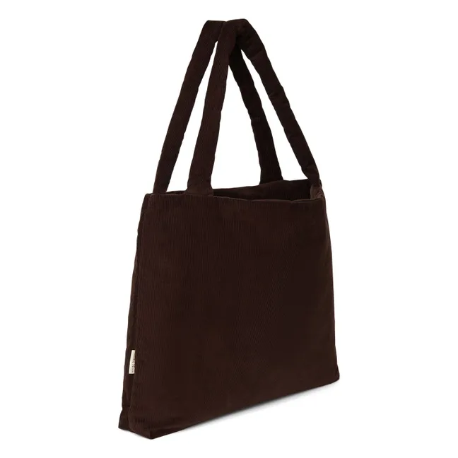 Sac mom-bag en velours côtelé | Marron foncé