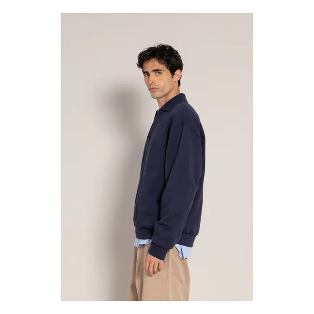 Sweat Col Polo Bob Coton Bio | Bleu noir