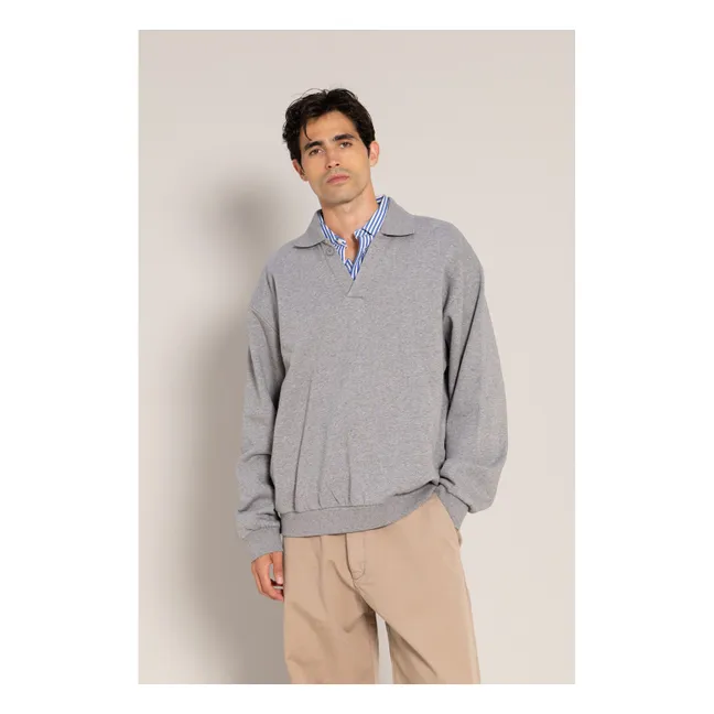 Sweat Col Polo Bob | Gris chiné