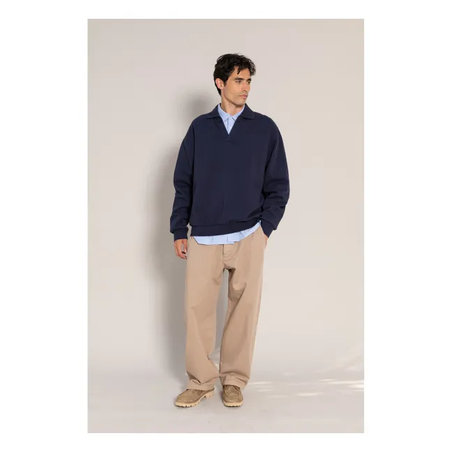 Sweat Col Polo Bob Coton Bio | Bleu noir