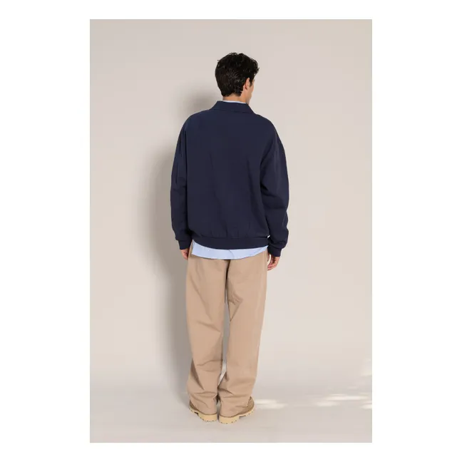 Sweat Col Polo Bob Coton Bio | Bleu noir