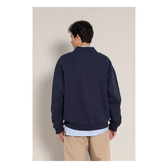 Sweat Col Polo Bob Coton Bio | Bleu noir