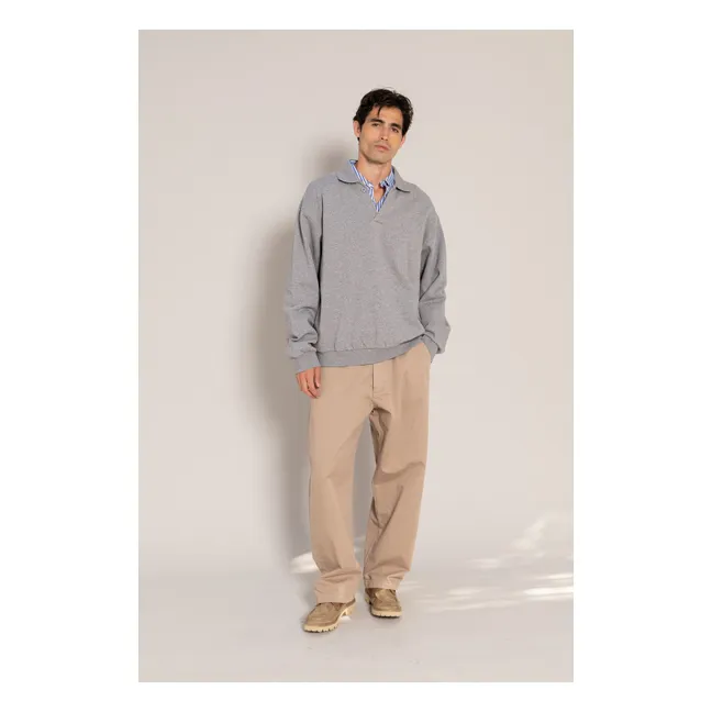 Sweat Col Polo Bob | Gris chiné