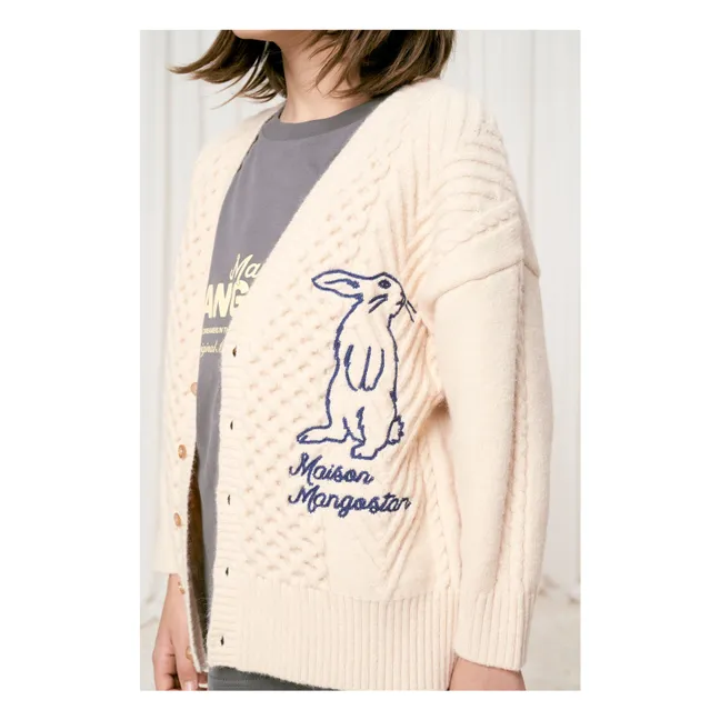 Embroidered Rabbit Cardigan | Cream