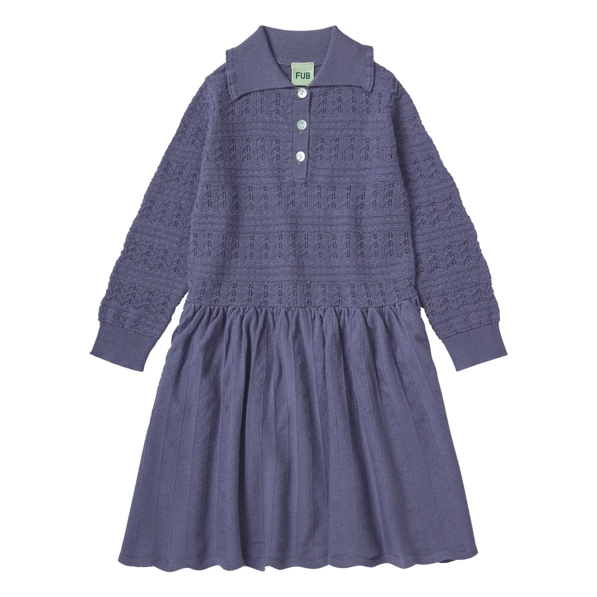 Fub Lilac Pointelle Dress Extra Fine Knit Merino Wool