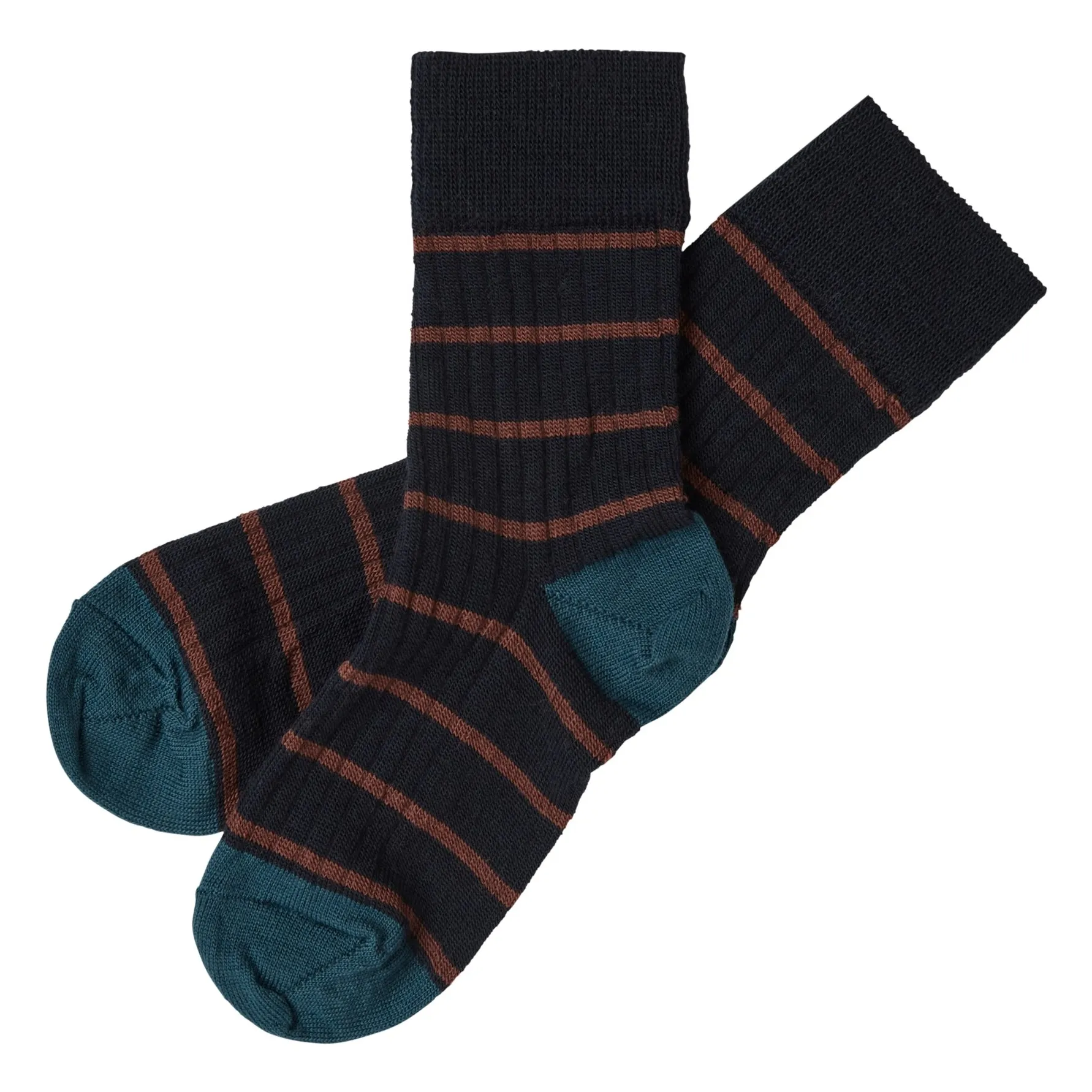 Fub Navy Blue Set Of 2 Fine Wool Stripe Socks