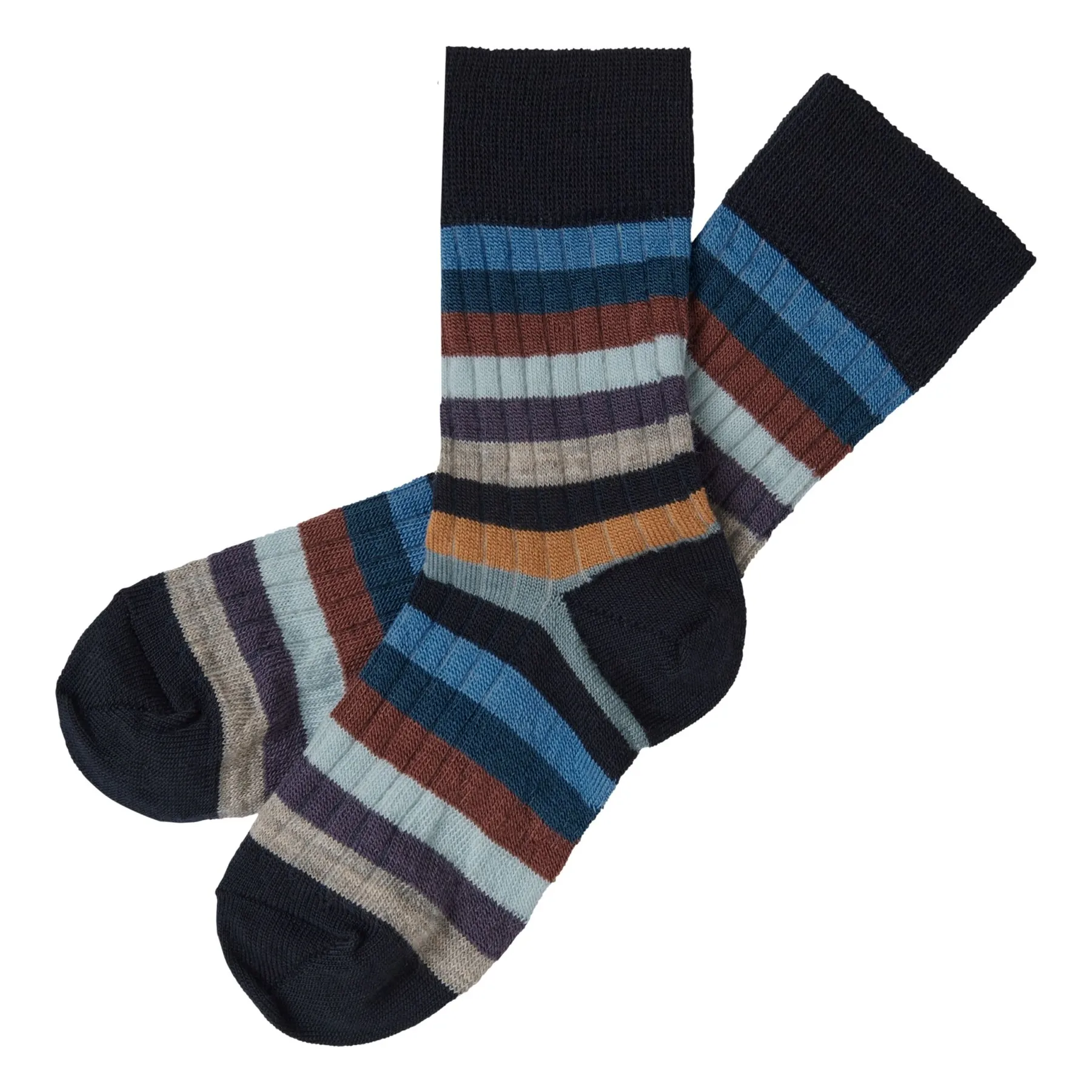 Fub Navy Blue Set Of 2 Striped Wool Socks