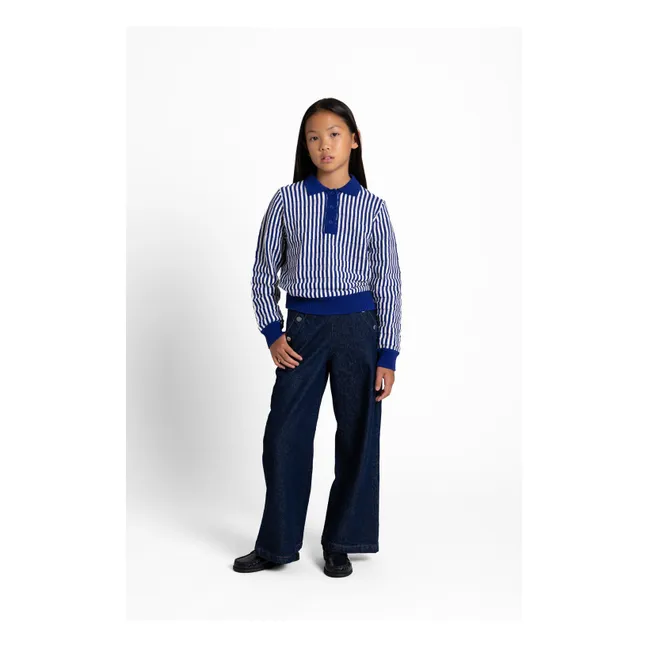 Pull Col Polo Zia Rayé | Bleu électrique