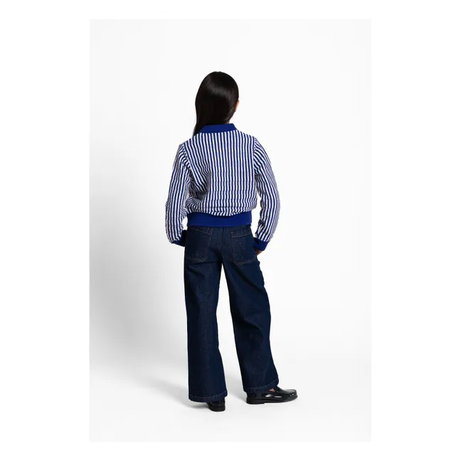 Pull Col Polo Zia Rayé | Bleu électrique
