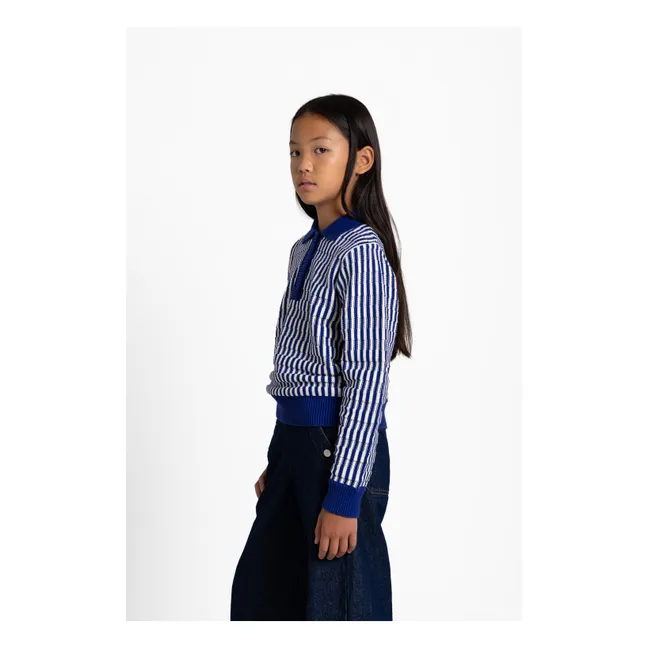 Jersey de cuello polo Zia a rayas | Azul eléctrico