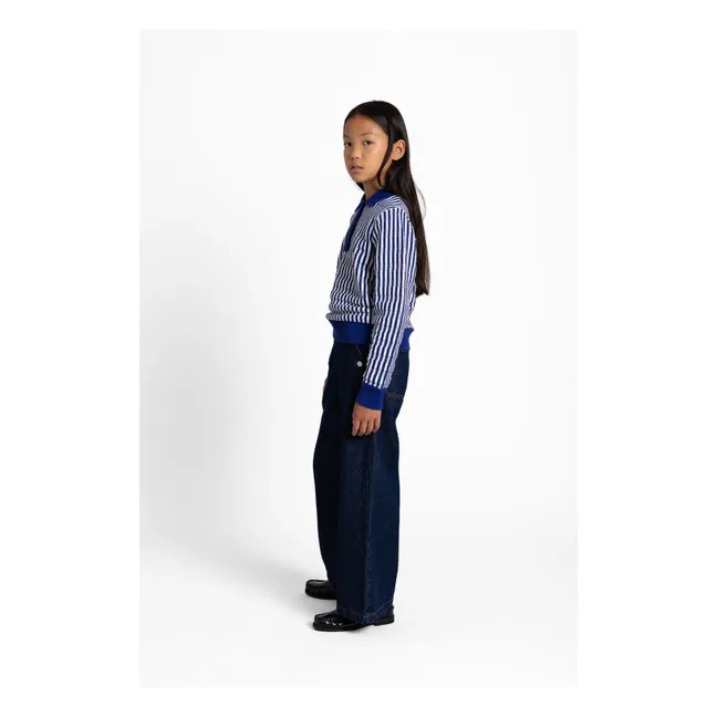 Jersey de cuello polo Zia a rayas | Azul eléctrico