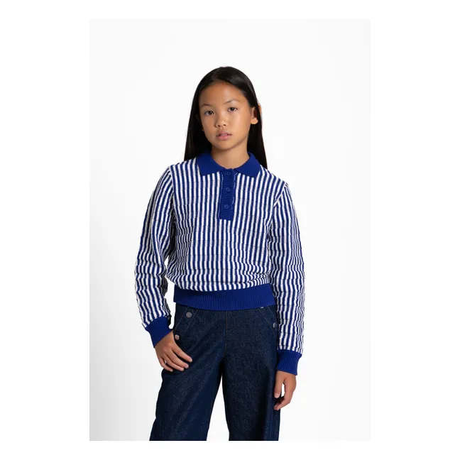 Pull Col Polo Zia Rayé | Bleu électrique