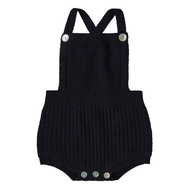 Fine knit Merino wool romper | Navy blue