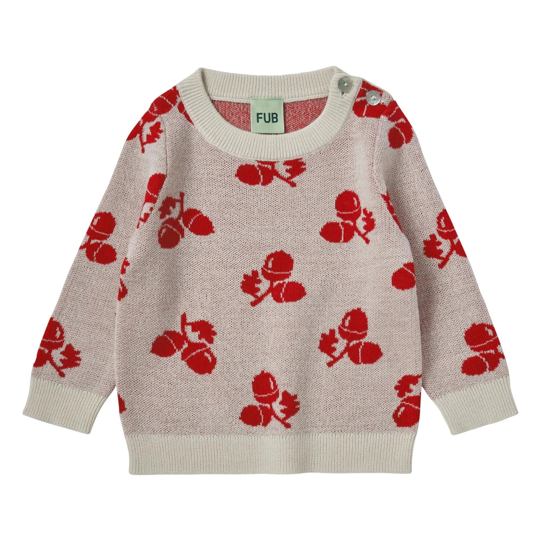 Fub Ecru Acorn Fine Knit Merino Wool Baby Sweater