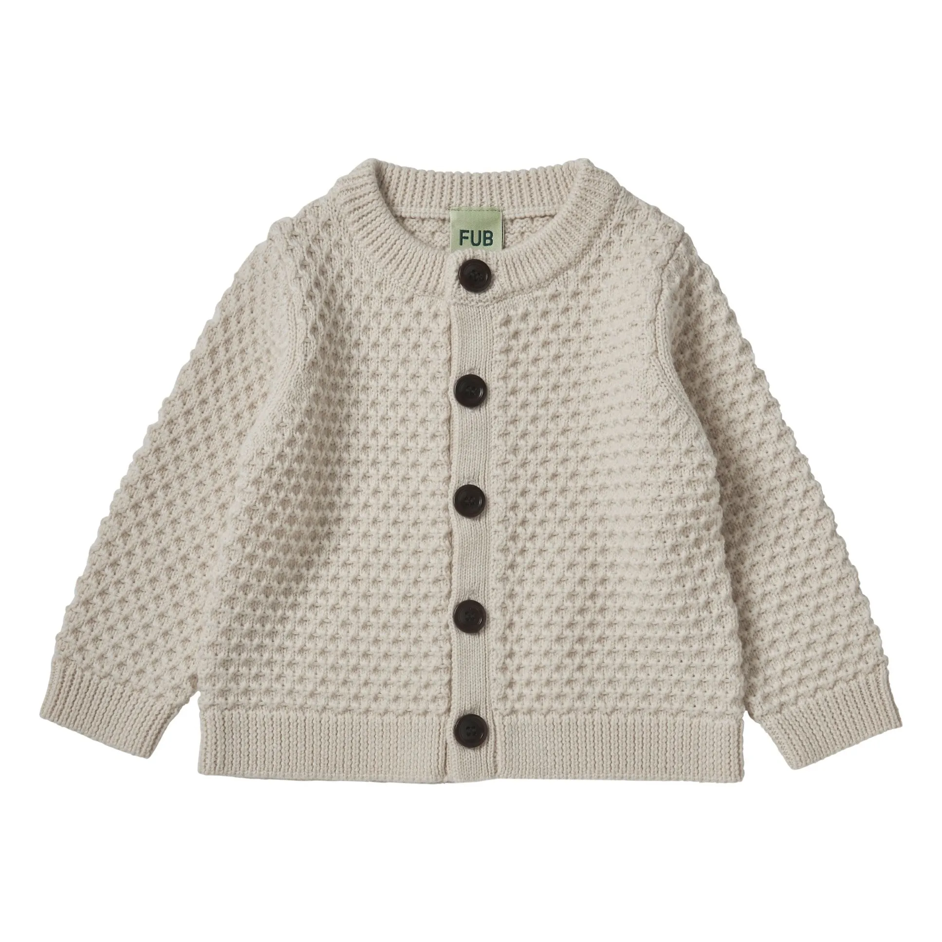 Fub Ecru Baby Merino Wool Structure Cardigan