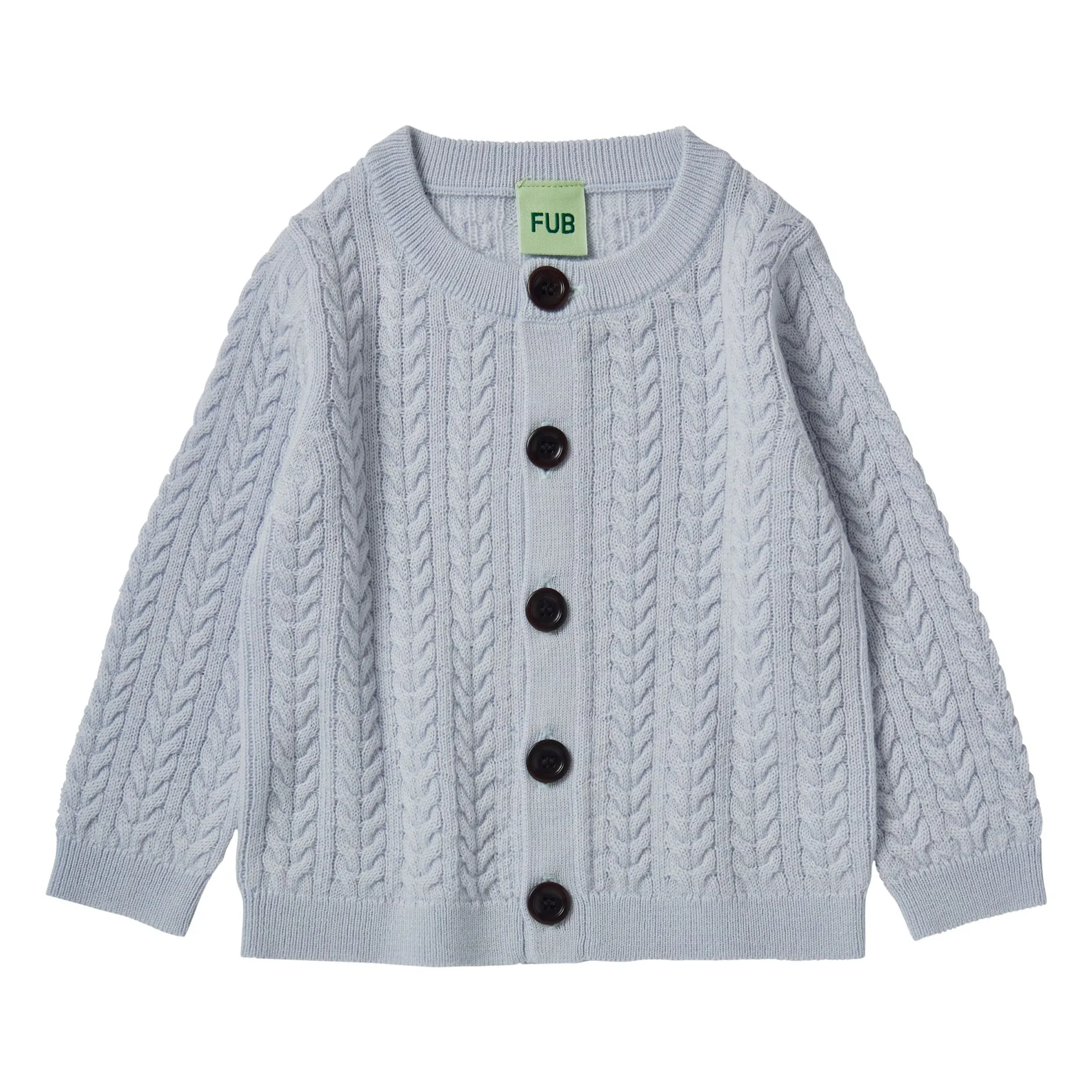 Cardigan Cable Maille Fine Laine Mérinos | Bleu ciel- Image produit n°0