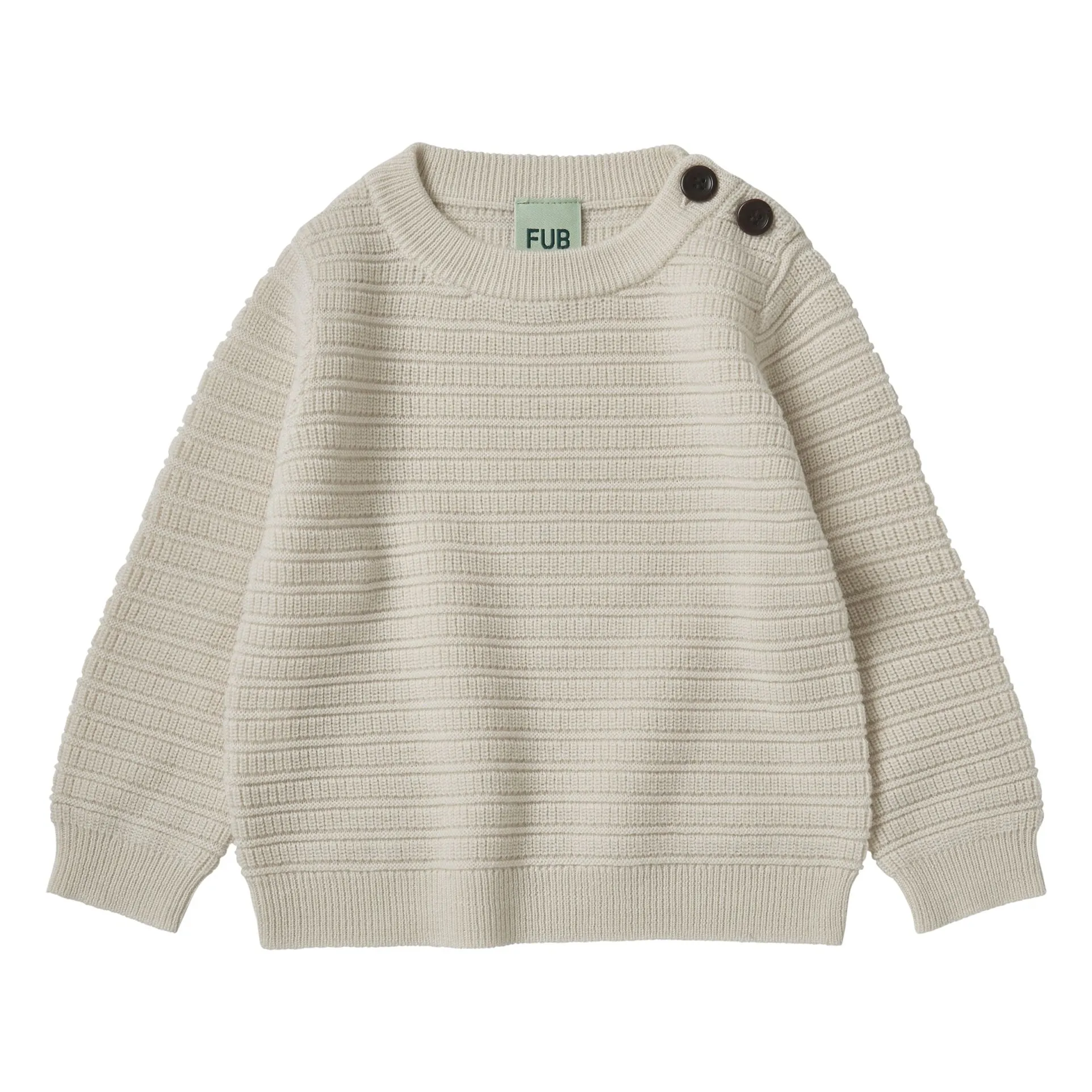 Fub Ecru Crew Fine Knit Merino Wool Sweater