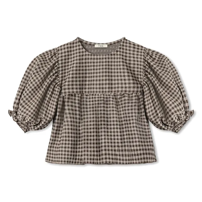Blouse Ella Carreaux Coton Bio | Marron