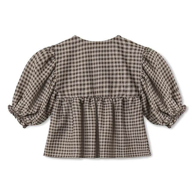 Ella Checked Organic Cotton Blouse | Brown