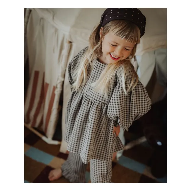 Blouse Ella Carreaux Coton Bio | Marron