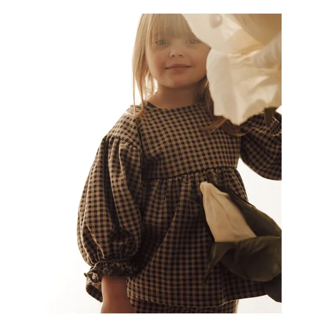 Blouse Ella Carreaux Coton Bio | Marron