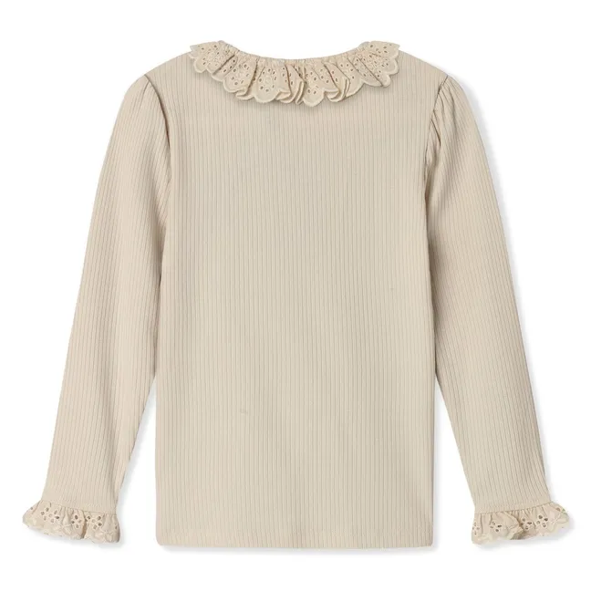 T-shirt Côtelé Dentelle Kenna | Ecru