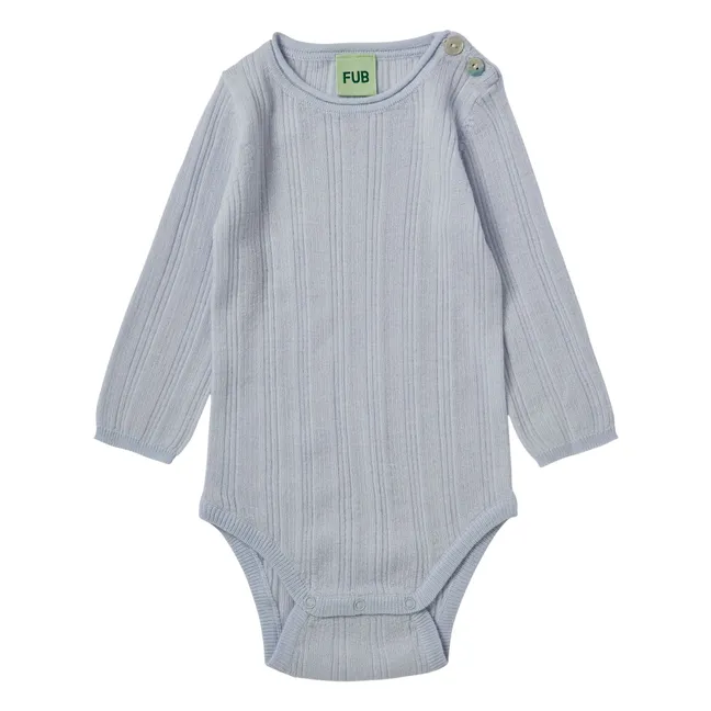 Body de canalé de lana merina de punto extrafino | Azul Cielo