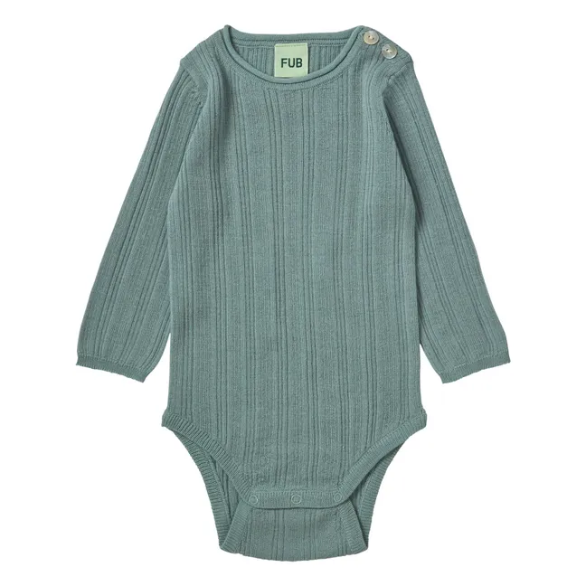 Body de canalé de lana merina de punto extrafino | Verde Almendra