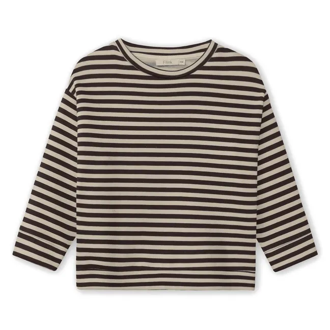 Sweat Alvin Rayé Coton Bio | Marron