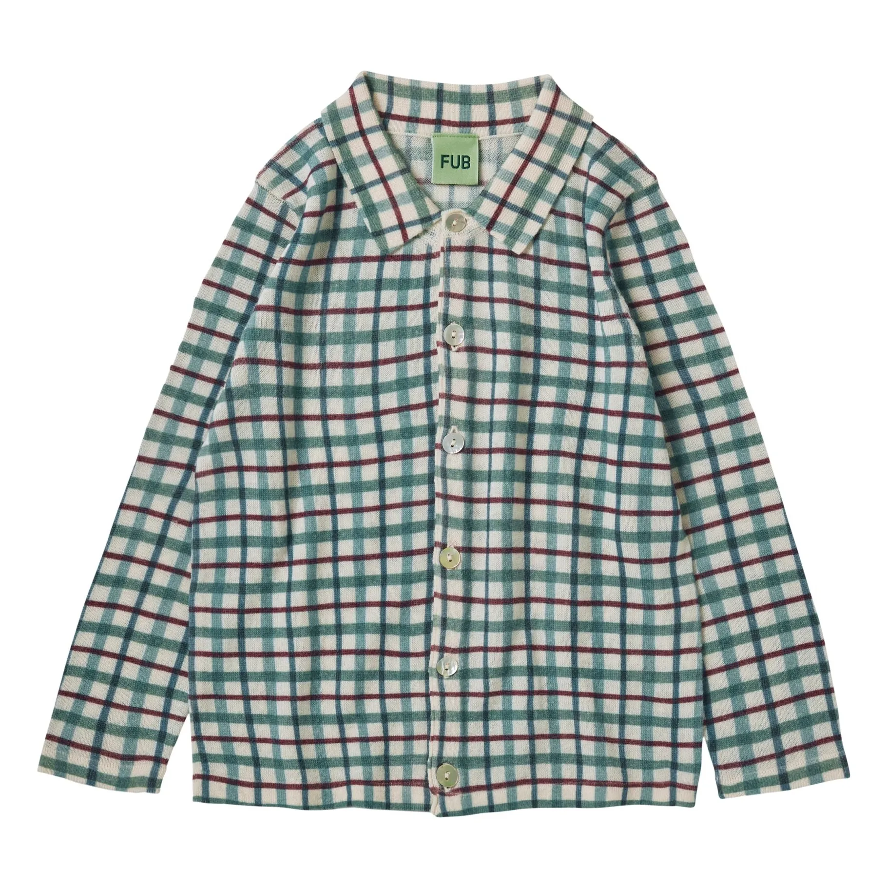 Fub Ecru Merino Wool Extra Fine Mesh Check Shirt